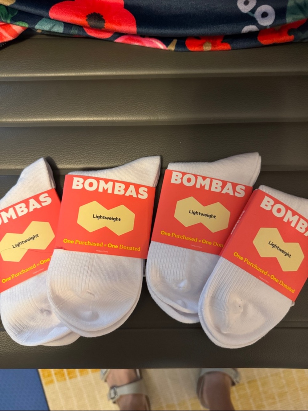 Bombas White No-Show Lightweight Athletic Socks (4 Pairs)